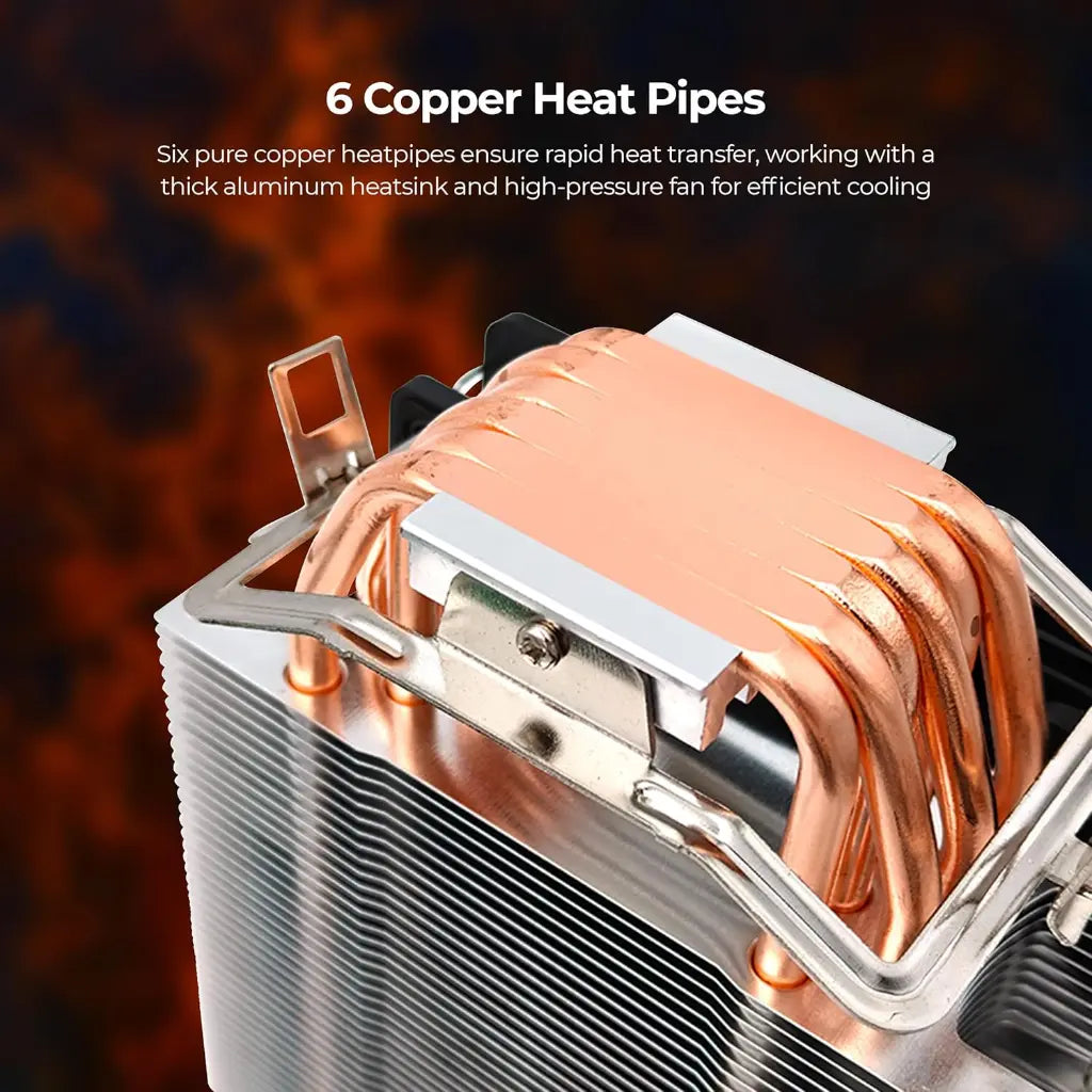 Foxin FCF 005 120mm RGB CPU Cooler with 6 Copper Heat Pipes-tpstech.in