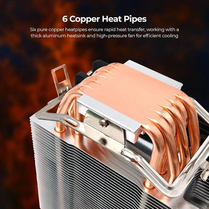 Foxin FCF 005 120mm RGB CPU Cooler with 6 Copper Heat Pipes-tpstech.in