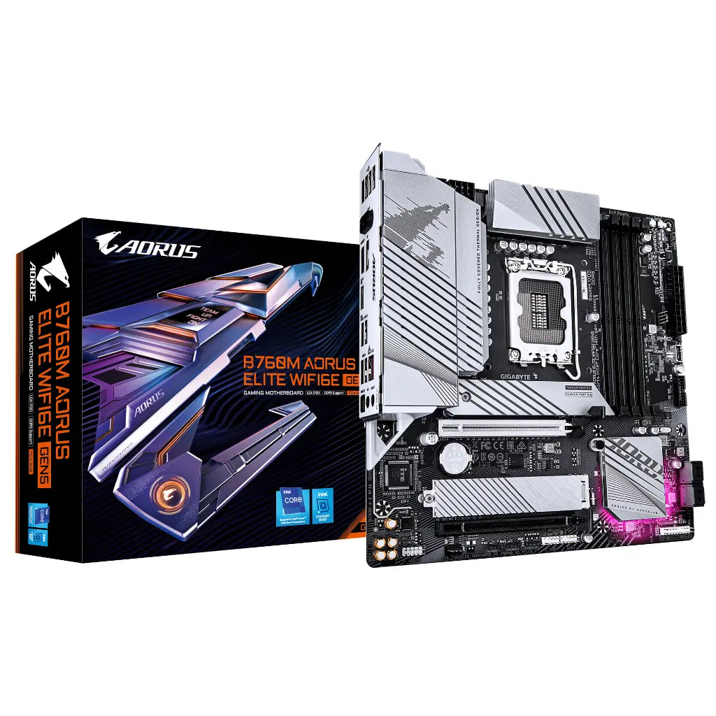 Gigabyte B760M AORUS ELITE WIFI6E GEN5 Intel B760 LGA1700 DDR5 Micro-ATX Motherboard-tpstech.in