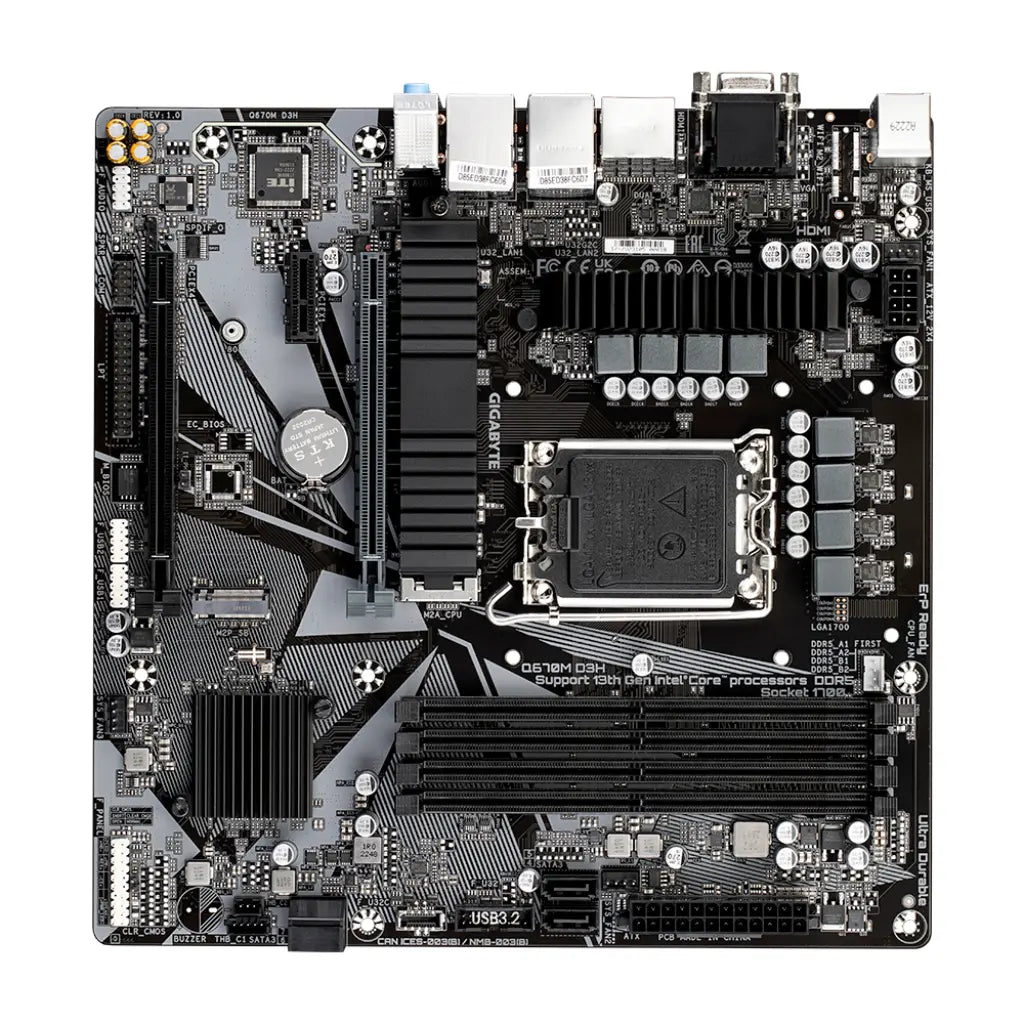 Gigabyte Q670M D3H Intel Q670 LGA1700 Socket DDR5 Micro-ATX Motherboard-tpstech.in