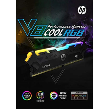 HP V8 8GB RGB DDR4 RAM 3600MHz CL18 Gaming Desktop Memory-tpstech.in