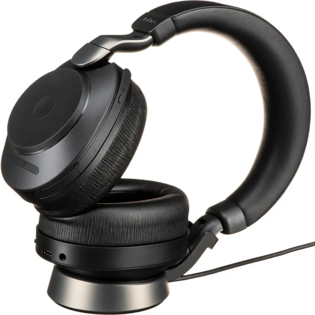 Jabra Evolve2 85 UC Wireless Noise-Canceling Over‑Ear Headset with Stand USB Type‑A - Black-tpstech.in