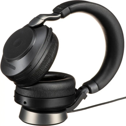 Jabra Evolve2 85 UC Wireless Noise-Canceling Over‑Ear Headset with Stand USB Type‑A - Black-tpstech.in