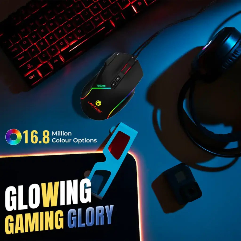 Lapcare Champ LGM-108 Wired RGB Gaming Mouse with 7200 DPI & Anti Slip Grip-tpstech.in
