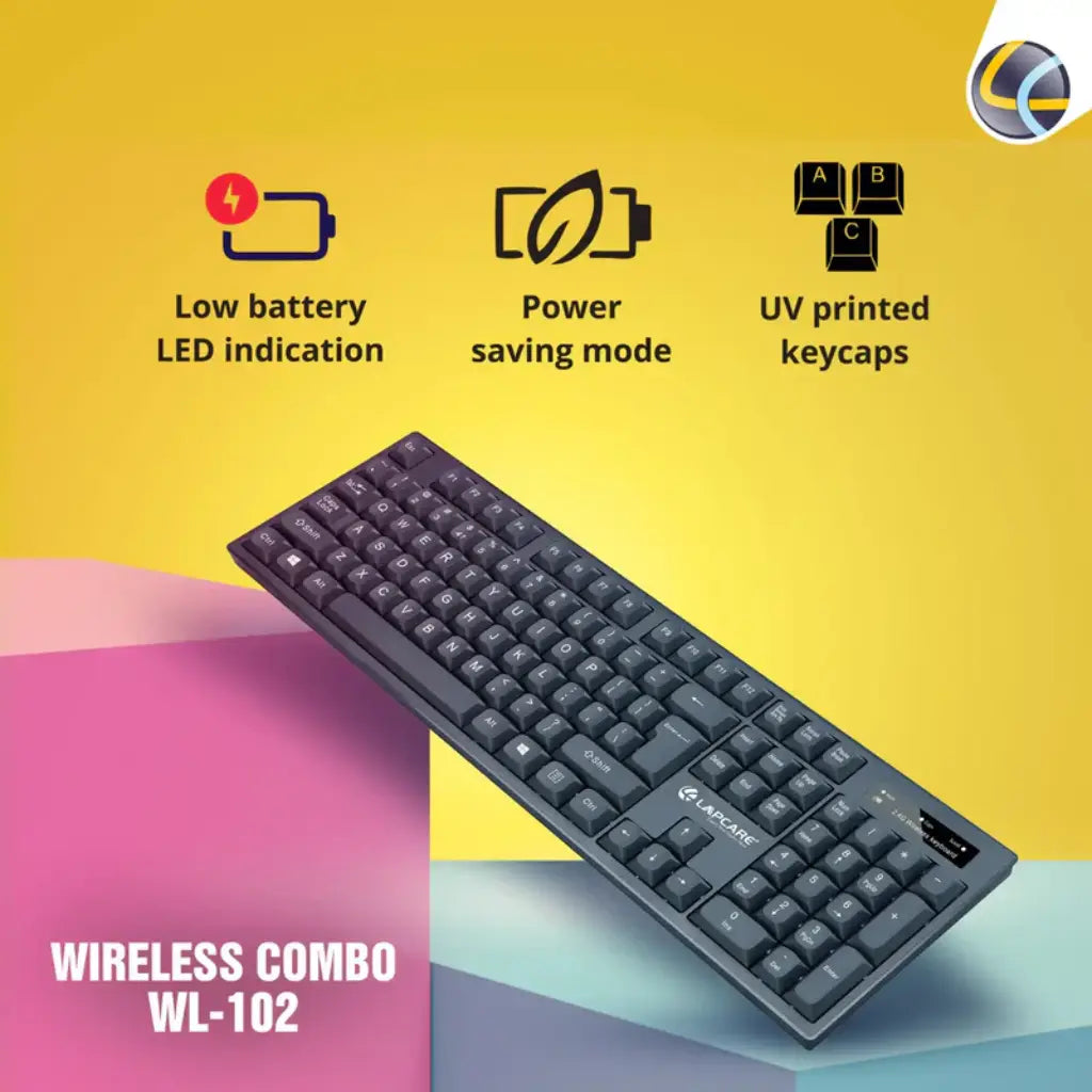 Lapcare LKKBWL8126 2.4 GHz Wireless Keyboard and Mouse Combo - Black-tpstech.in