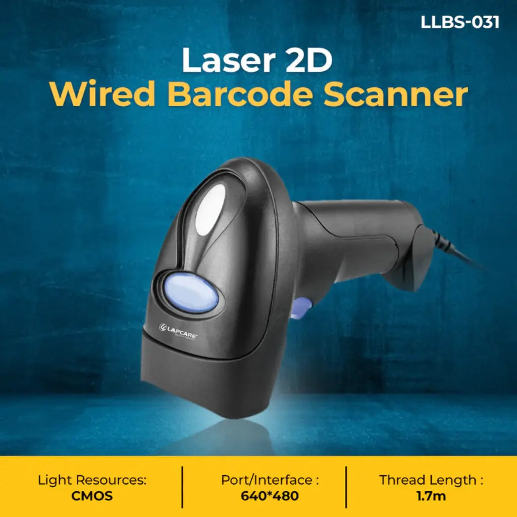 Lapcare LLBS-031 2D Wired CMOS Barcode Scanner USB Plug and Play-tpstech.in