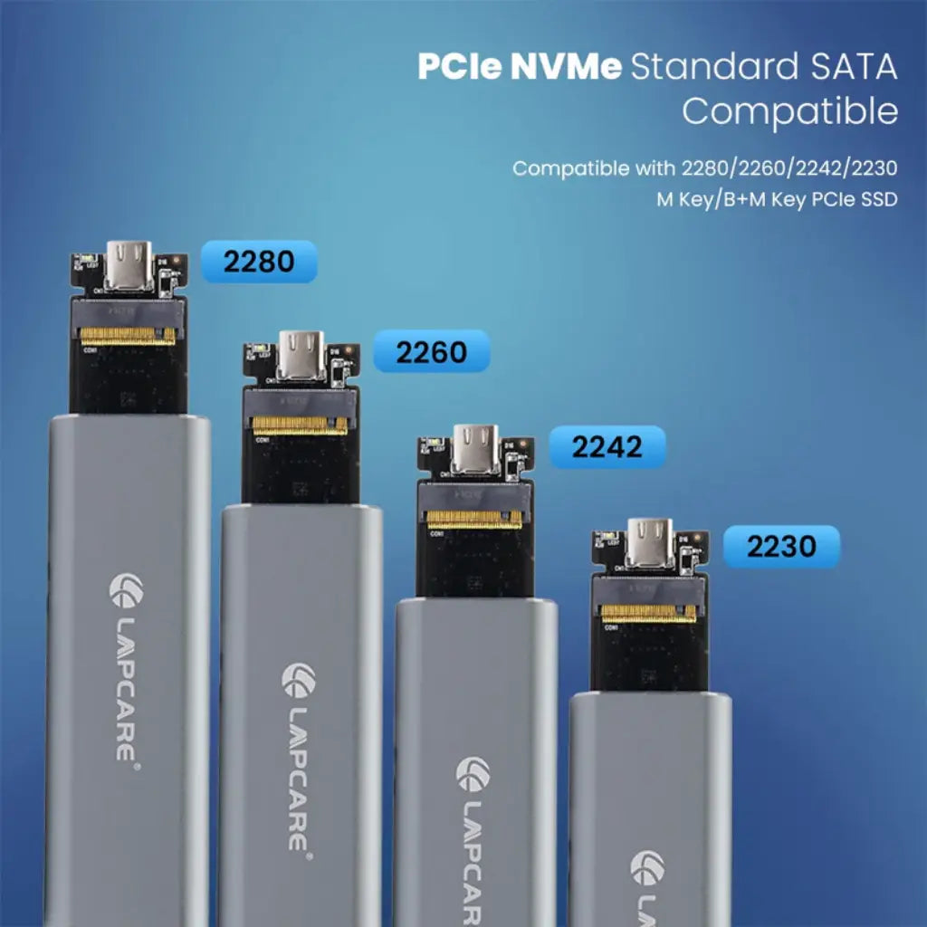 Lapcare LSC-402 Metal M.2 NVMe SSD Casing with Cable Aluminum External Enclosure-tpstech.in