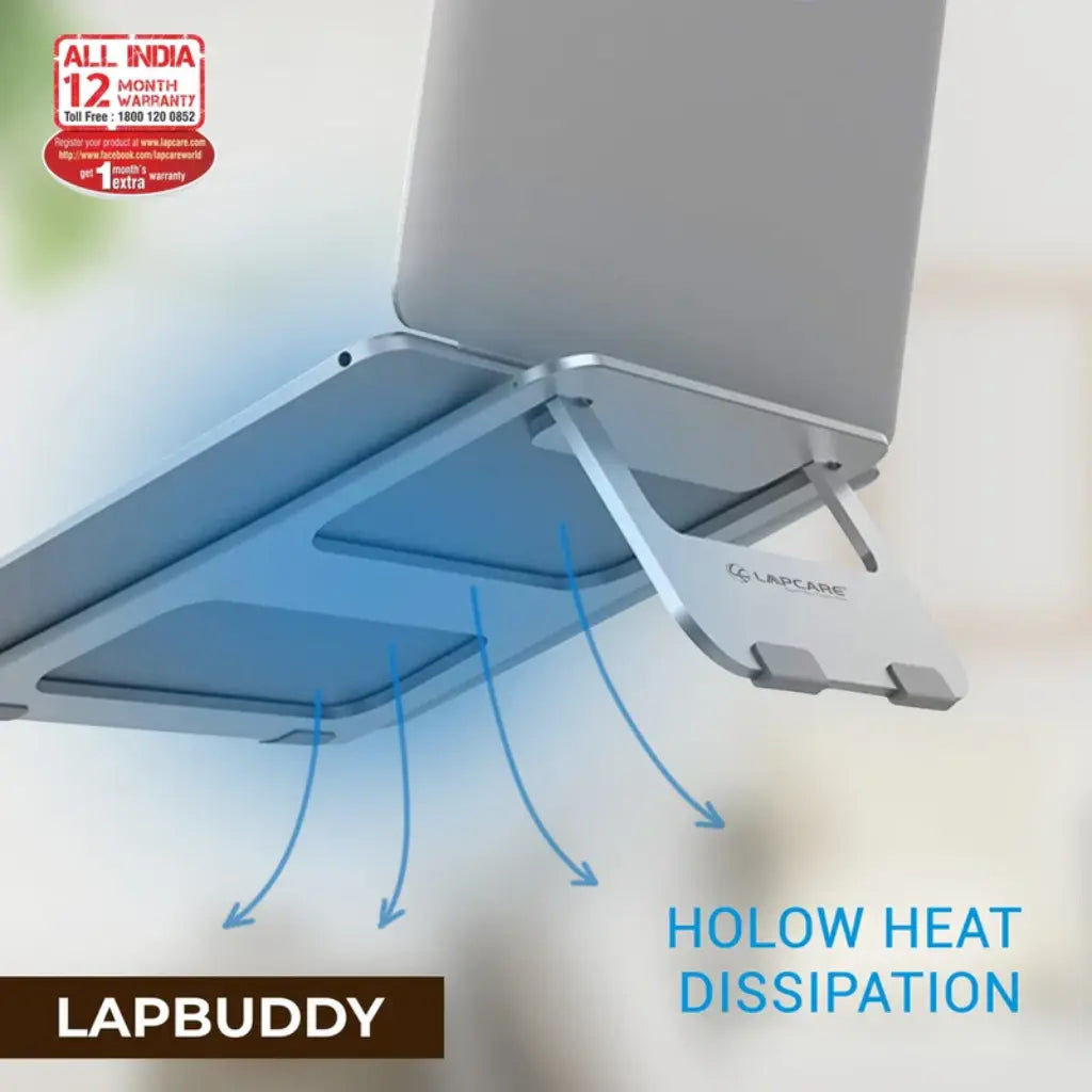 Lapcare Lapbuddy LSE-004 Aluminum Laptop/iPad Stand Foldable Upto 15.6" Support-tpstech.in