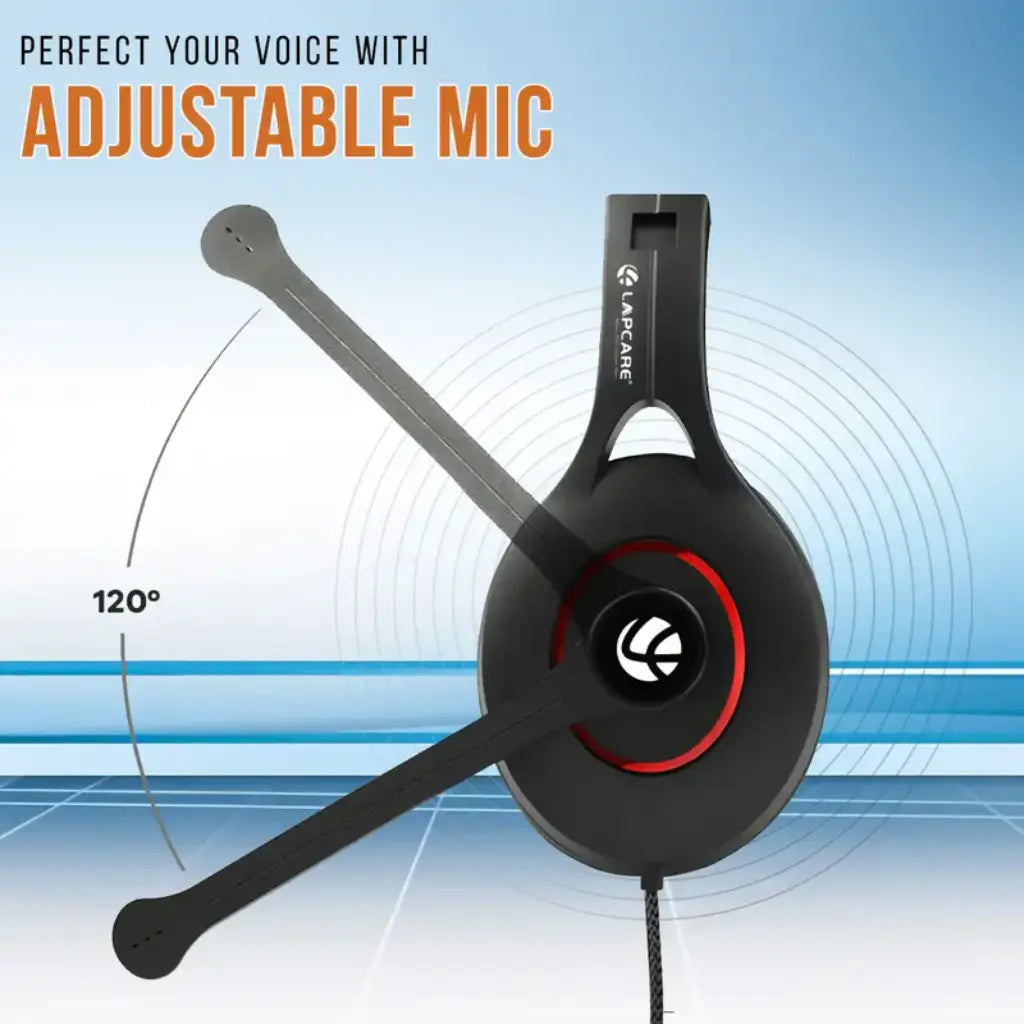 Lapcare Rocky LHP-207 USB Wired Headset with 40mm Drivers Adjustable Microphone-tpstech.in