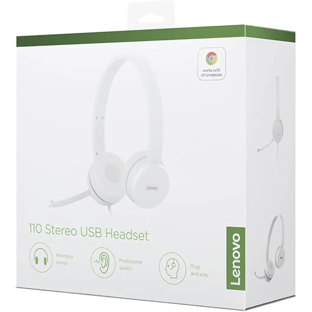 Lenovo 110 Stereo USB Headset with Rotatable Boom Mic Memory-Foam Earcups