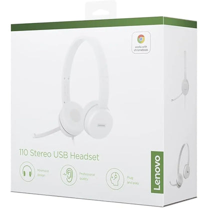 Lenovo 110 Stereo USB Headset with Rotatable Boom Mic Memory-Foam Earcups