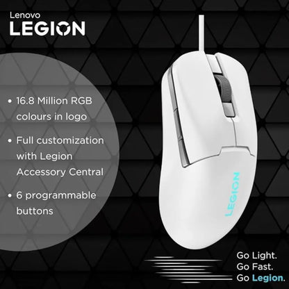Lenovo Legion M300s 8000 DPI RGB Gaming Mouse - Glacier White-tpstech.in