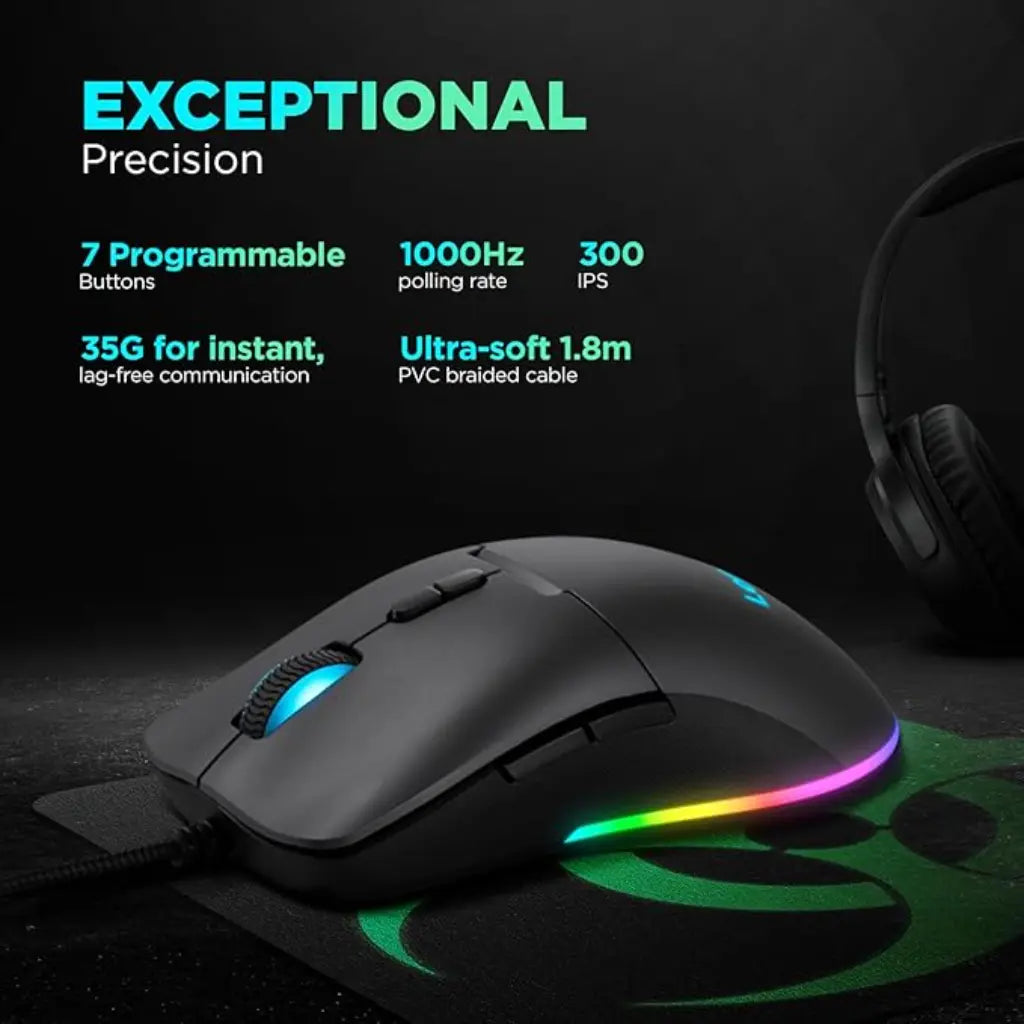 Lenovo M210 8000 DPI RGB Gaming Wired USB Mouse-tpstech.in