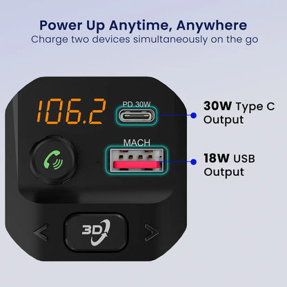 Portronics Auto 10 Car Bluetooth Receiver with Hands-Free Calling & Music 30W Type-C PD-tpstech.in