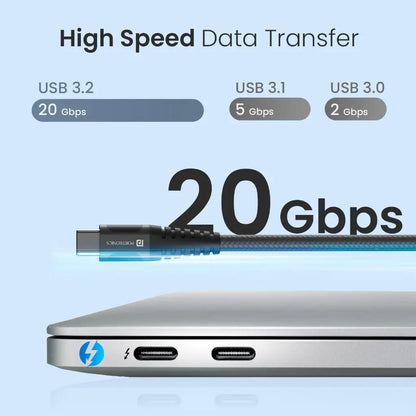 Portronics Flash C POR 2647 100W Type C to Type C Cable 20Gbps Data Transfer 1.5M-tpstech.in