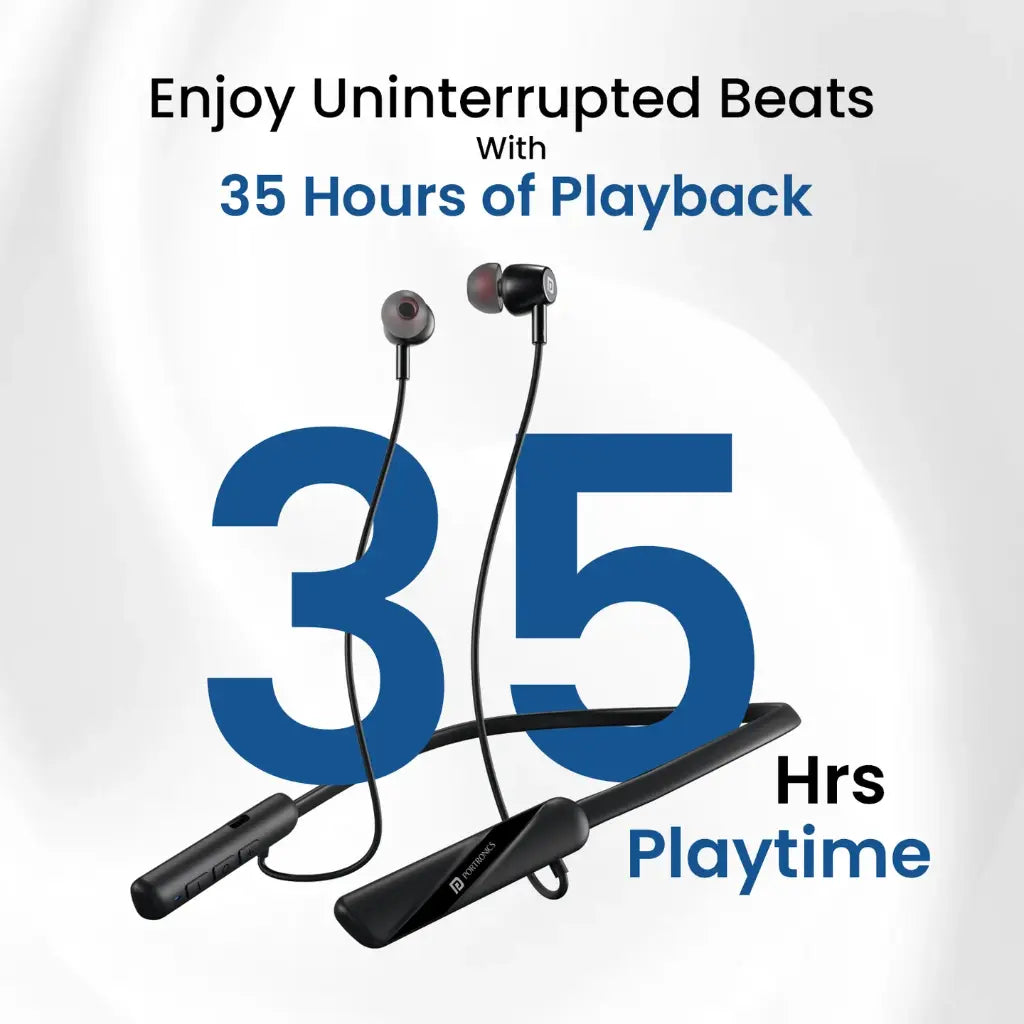 Portronics Harmonics Z10 Wireless Neckband Bluetooth 5.3 with 35 Hour Playtime-tpstech.in