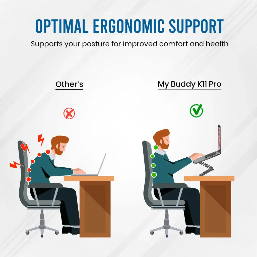 Portronics My Buddy K11 Pro Laptop Stand Adjustable Height 360 Rotation-tpstech.in