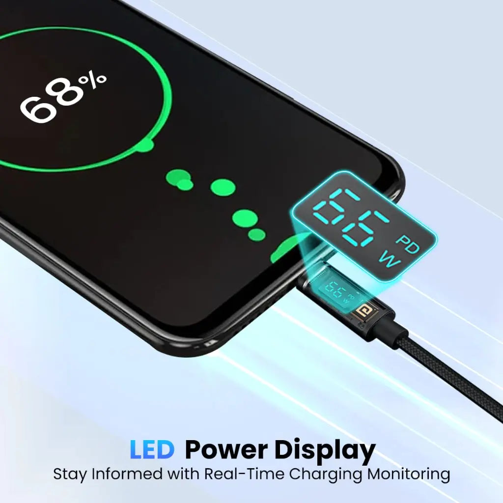 Portronics POR 2050 Konnect View 66W Type C Fast Charging Cable-tpstech.in