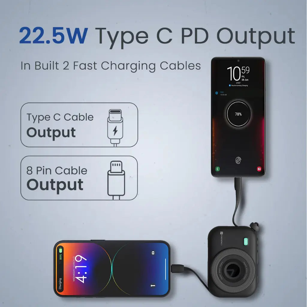 Portronics Power Shutter POR 2265 10000mAh Power Bank 22.5W Type C-tpstech.in