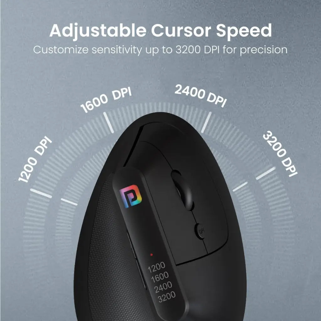 Portronics Toad Ergo POR 1808 Vertical Wireless Ergonomic Mouse 1200 DPI-tpstech.in