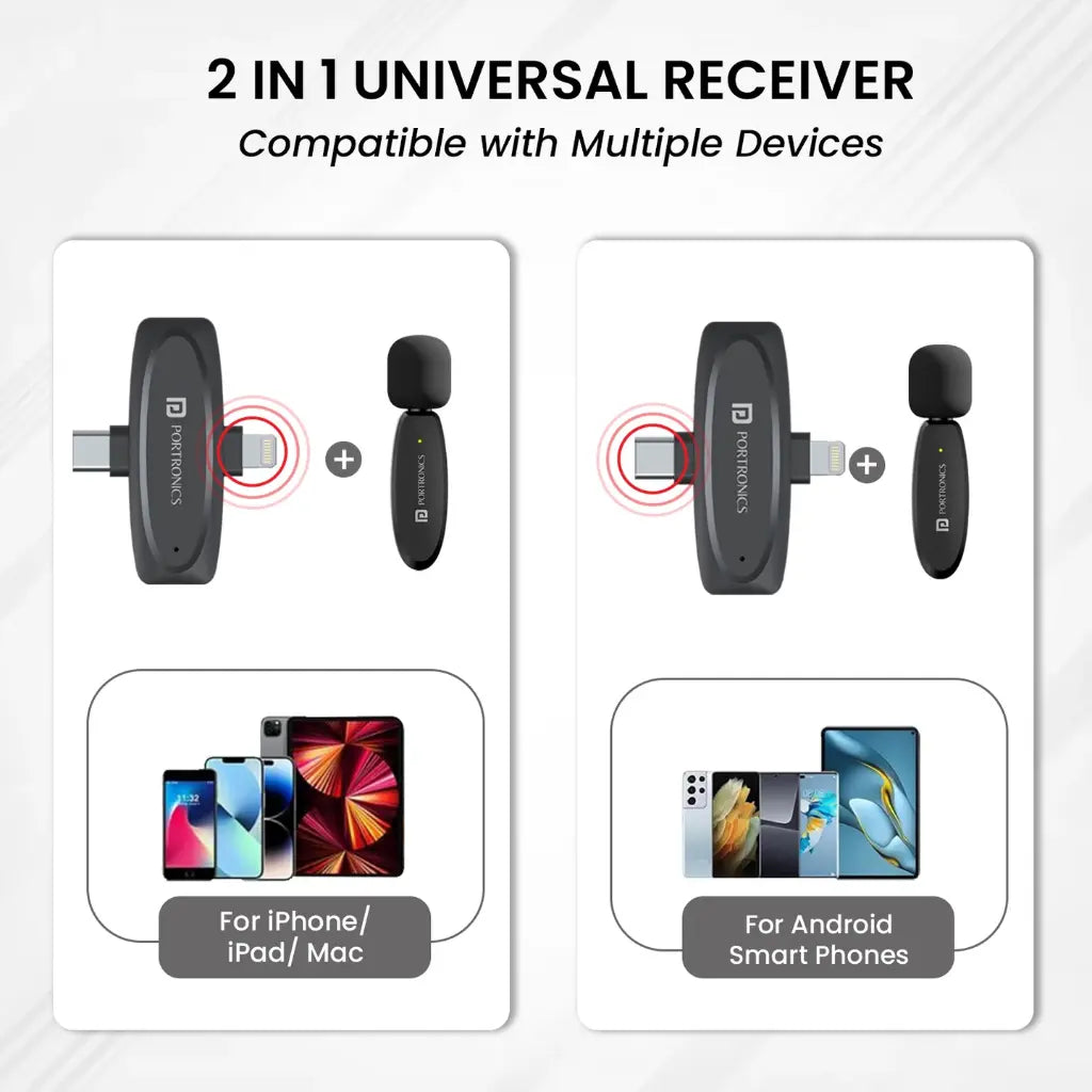 Portronics Vlogmate POR 2320 Dual Wireless Microphone with Type C-tpstech.in