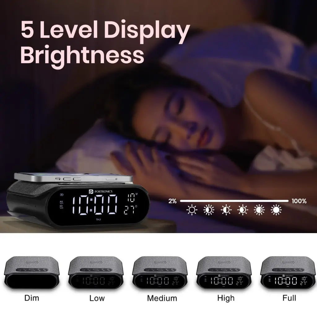 Portronics VoltClock POR 2129 15W Wireless Charger with Dual Alarm Clock-tpstech.in