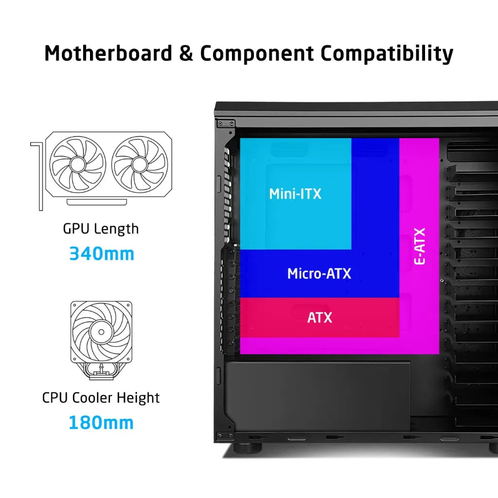 Prolab Design AI748 Full‑Tower Workstation Case High Airflow Mesh Front - Black-tpstech.in