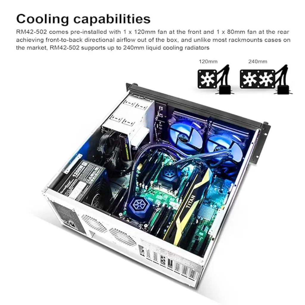 SilverStone RM42‑502 4U Rackmount Server Compyer Case with Liquid Cooling Ready (240 mm)-tpstech.in