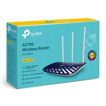 TP-Link Archer C20 AC750 Dual Band Wi-Fi Router 733 Mbps Speed 3 Antennas-tpstech.in