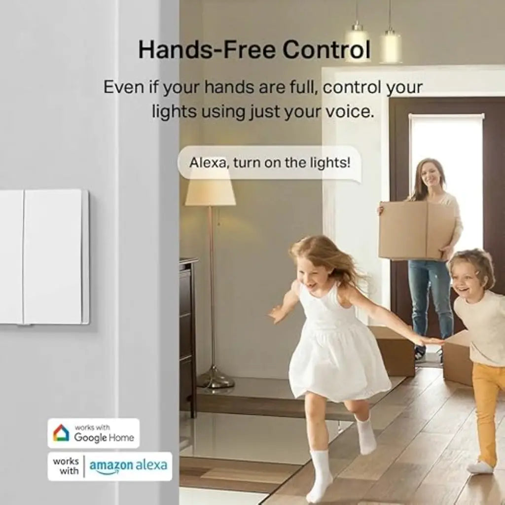  TP-Link Tapo S220 Smart Light Switch 2-Gang 1-Way No Neutral Wire Battery Powered-tpstech.in