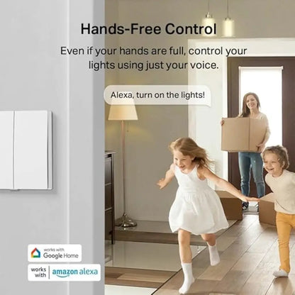 TP-Link Tapo S220 Smart Light Switch 2-Gang 1-Way No Neutral Wire Battery Powered-tpstech.in