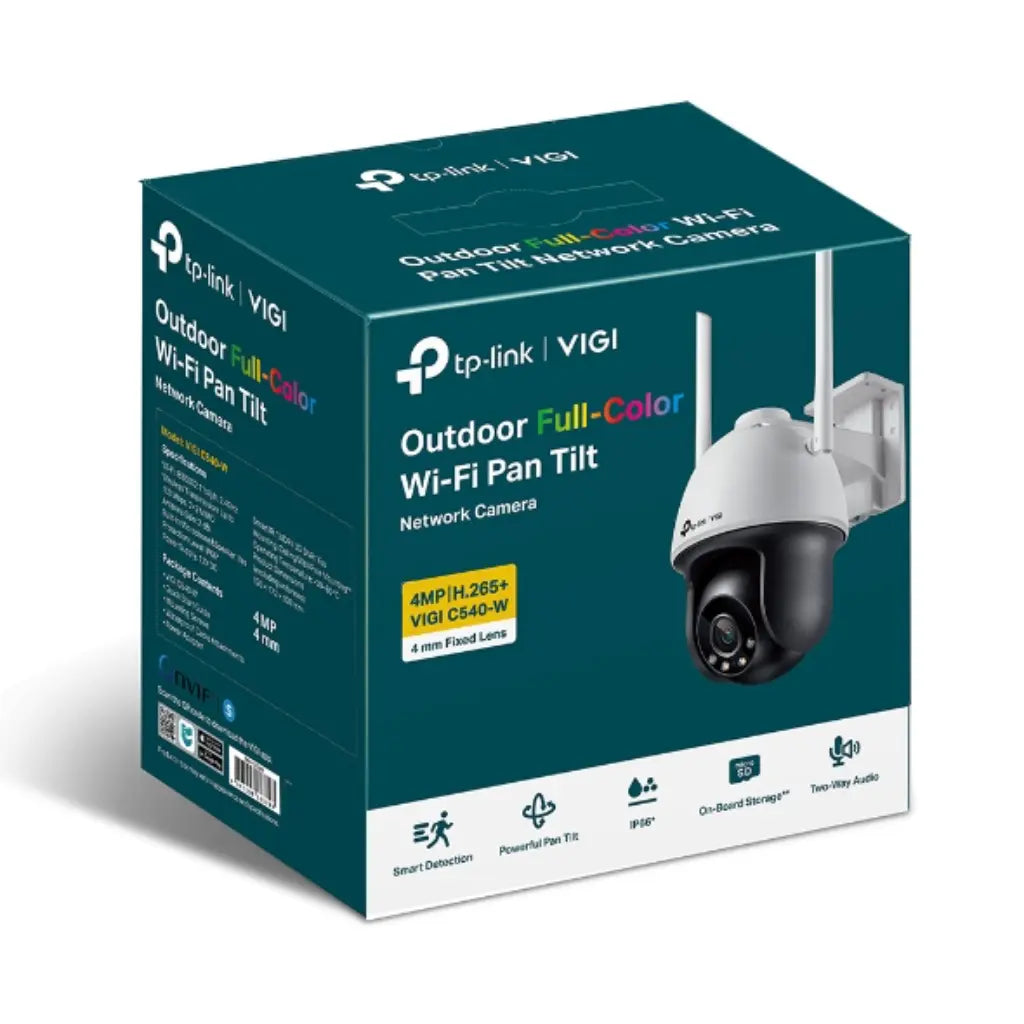 TP-Link VIGI C540W 4MP 4MM Outdoor Full-Color Wi-Fi Pan Tilt Security Camera IP66-tpstech.in