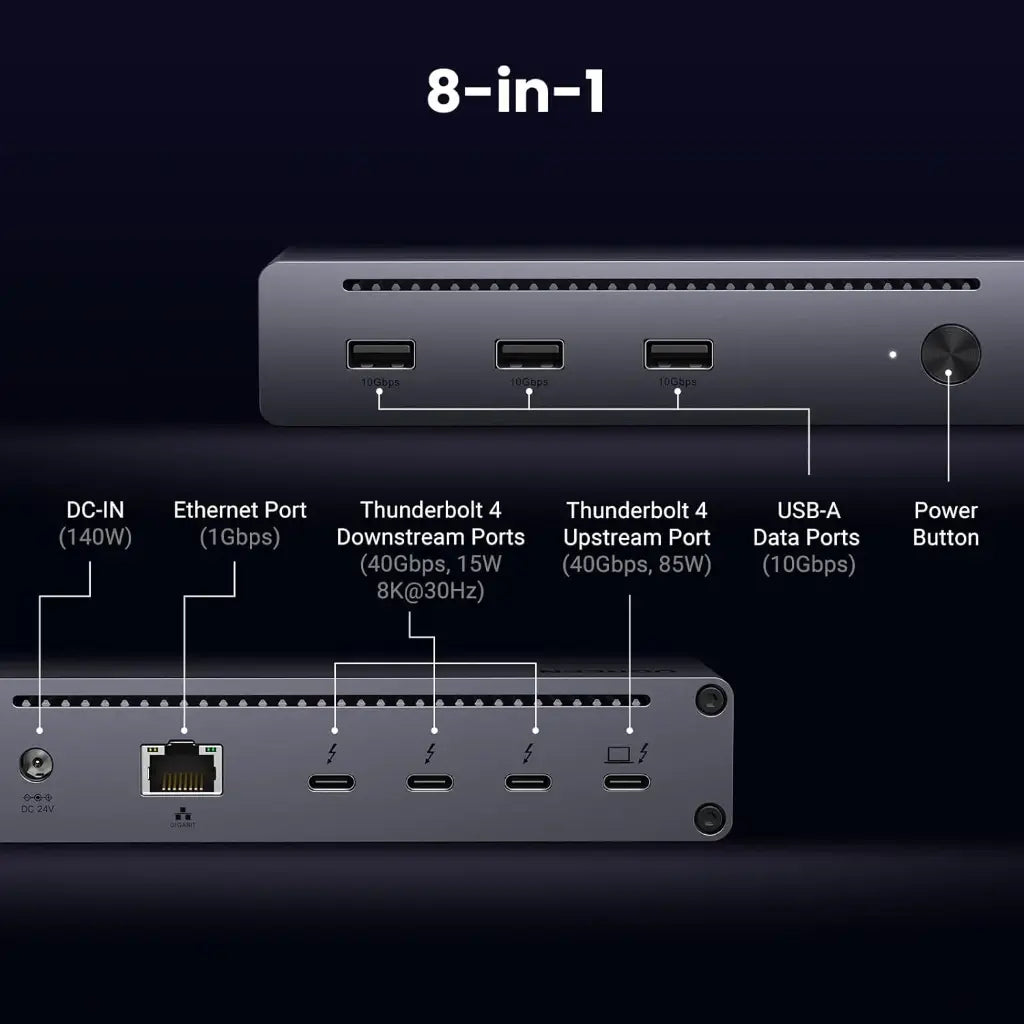 Ugreen Revodok Max 208 Thunderbolt 4 Dock 8-in-1 40Gbps 85W Ugreen Revodok Max 208 Thunderbolt 4 Dock 8-in-1 40Gbps 85W