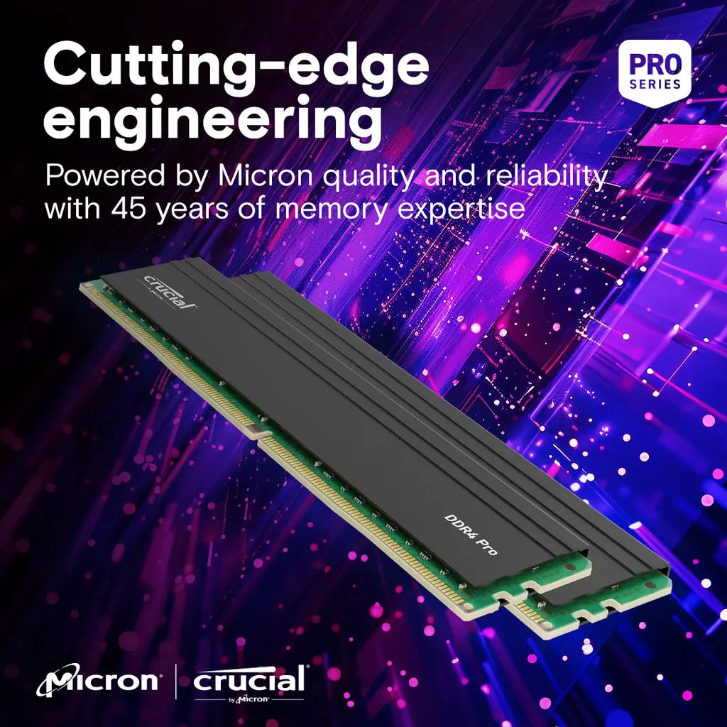Crucial Pro 64GB (2x32GB) Kit DDR4 RAM 3200MHz 288 PIN UDIMM Crucial Pro 64GB (2x32GB) Kit DDR4 RAM 3200MHz 288 PIN UDIMM