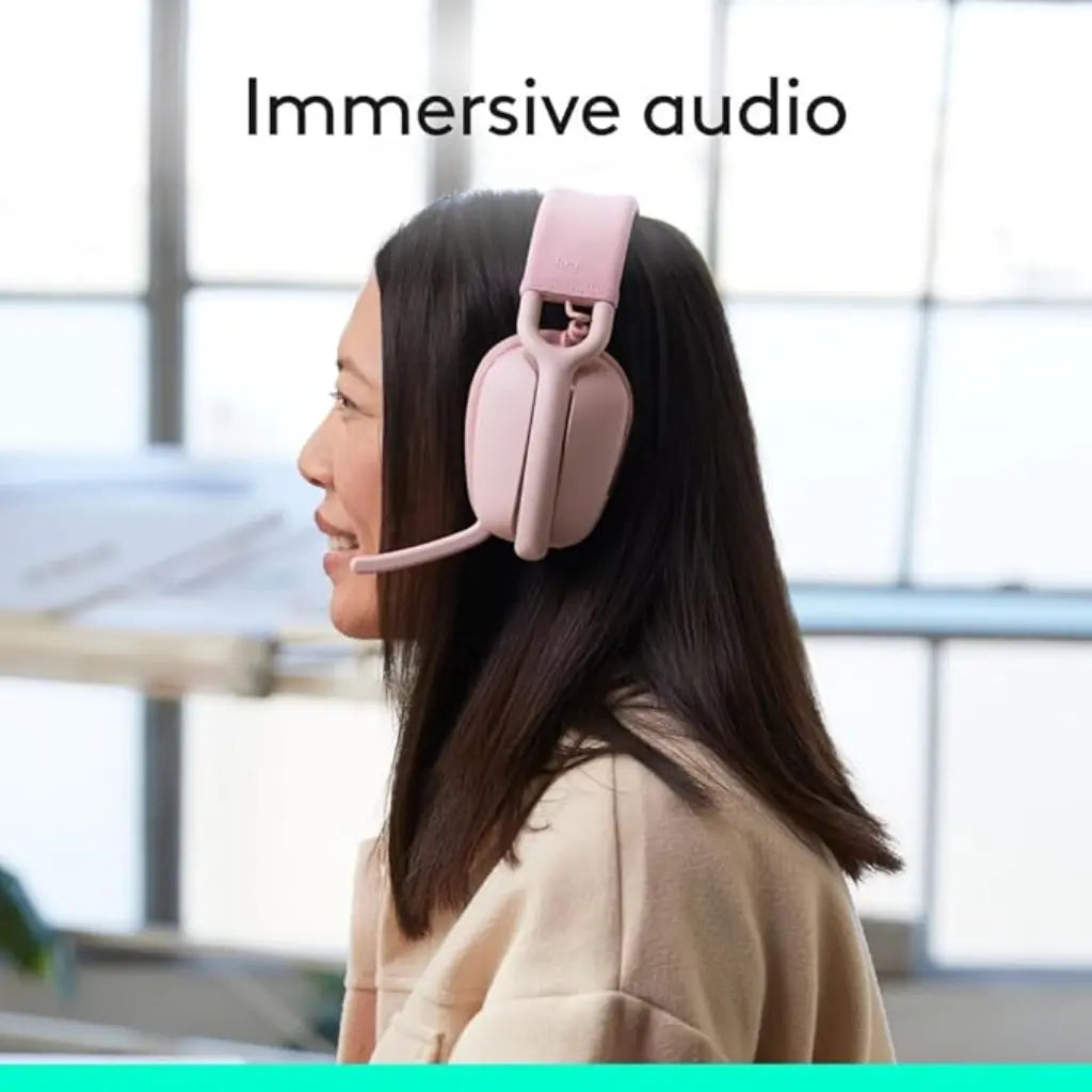 Logitech Zone Vibe 100 Lightweight Wireless Headphones with Noise-Cancelling - Rose
