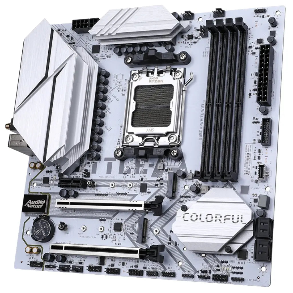 Colorful BATTLE‑AX B650M WHITE WIFI V15 WiFi-6 AMD B650 AM5 DDR5 MicroATX Motherboard