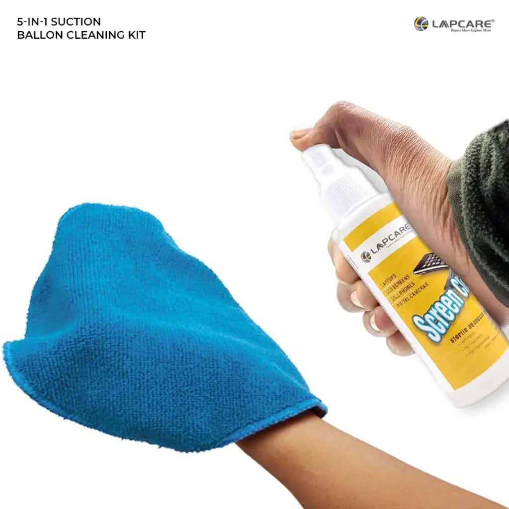 Lapcare 5-in-1 Cleaning Kit - Cloth Suction Pump Cleaning Liquid Brush & Blower for Laptop