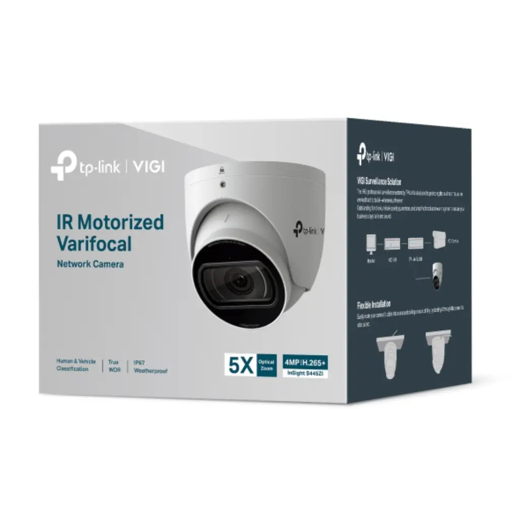  TP-Link VIGI InSight S445ZI 4MP IR Motorized Varifocal Turret Network Camera 5X Optical Zoom,Smart Detection IP67 Weatherproof-tpstech.in