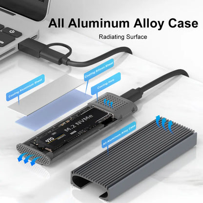 MAIWO K1691 USB-C 3.1 Gen2 Tool Free M.2 NVMe SATA SSD Enclosure