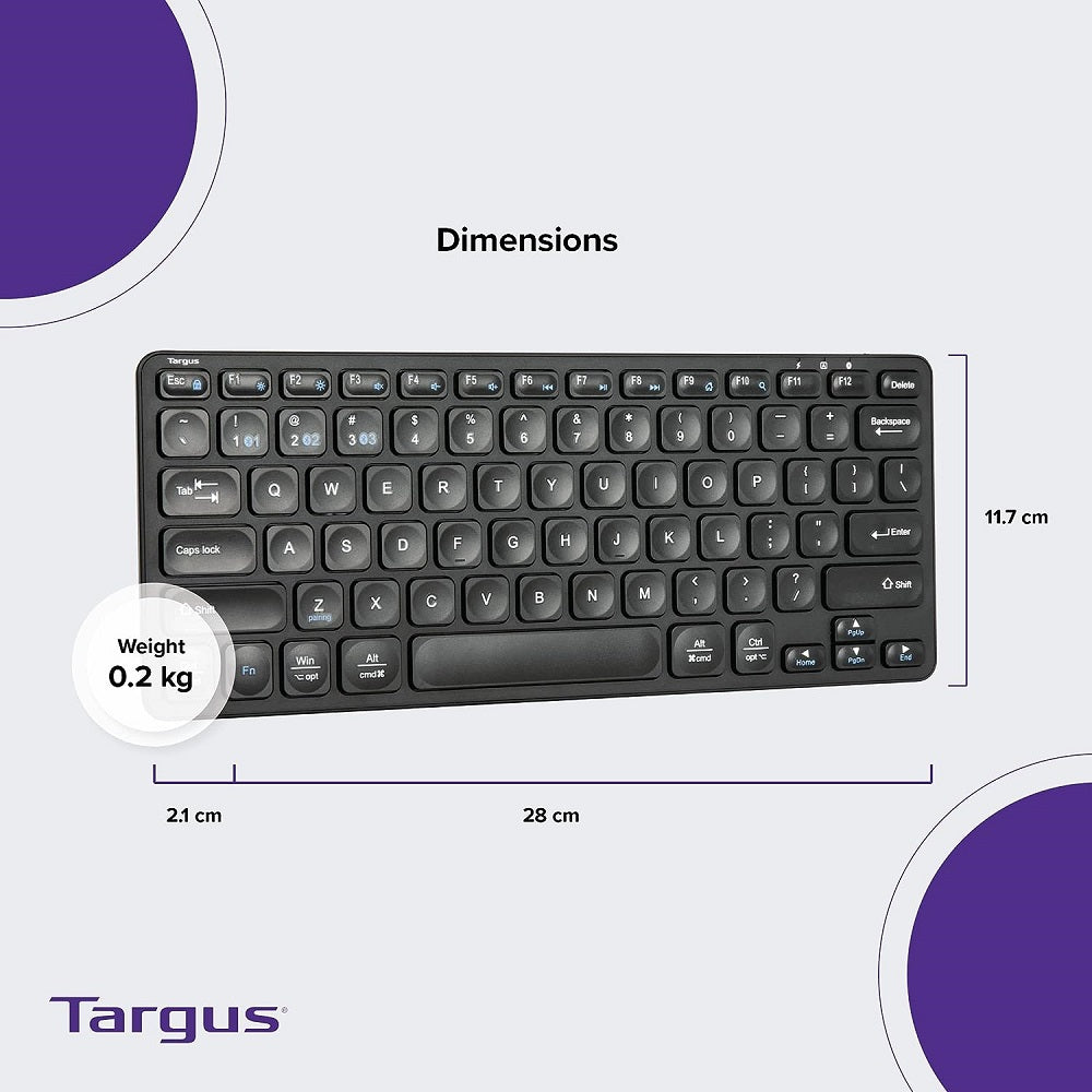 Targus Compact Multi-Device Bluetooth Antimicrobial Keyboard (Black)