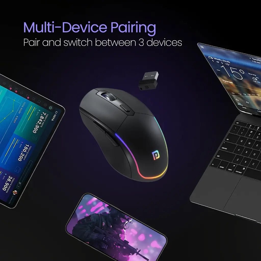 Portronics Toad One POR 1682 Wireless Dual Connectivity Mouse with RGB Lights-tpstech.in