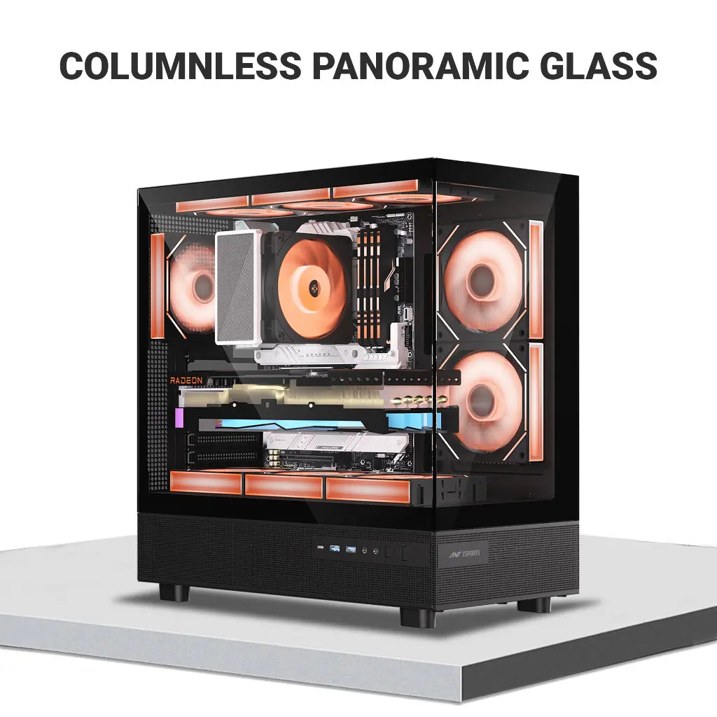 ANT Esports Crystal X6 ATX Mid Tower Gaming Cabinet Type C Black-tpstech.in