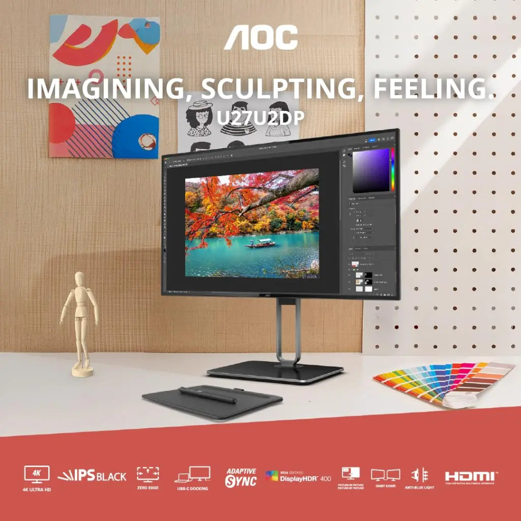 AOC U27U2DP 27" 4K UHD IPS Monitor with USB‑C Docking HDR400-tpstech.in
