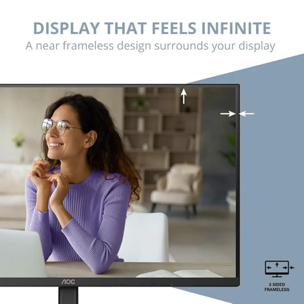 AOC U27V4 27" 4K UHD IPS Monitor with Frameless Design Adaptive Sync-tpstech.in