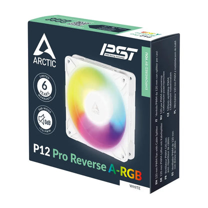 ARCTIC P12 Pro Reverse A RGB 120mm PWM Cabinet Fan - White-tpstech.in