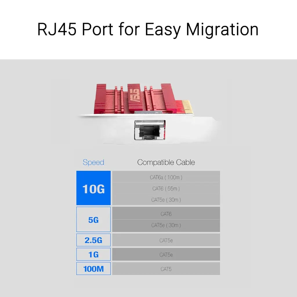 ASUS XG‑C100C 10GBase‑T PCIe Network Adapter RJ‑45 Port-tpstech.in