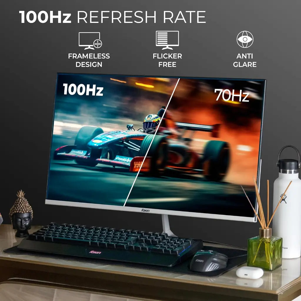 Foxin Elite Series 22" 100Hz FHD Flat LED Monitor Frameless Design-tpstech.in
