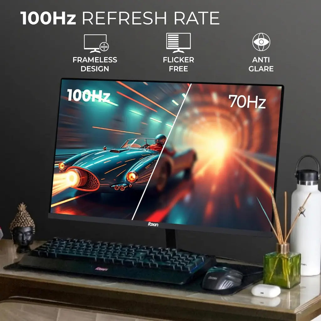 Foxin Elite Series 24" 100Hz Full HD Flat LED Monitor Frameless Design-tpstech.in