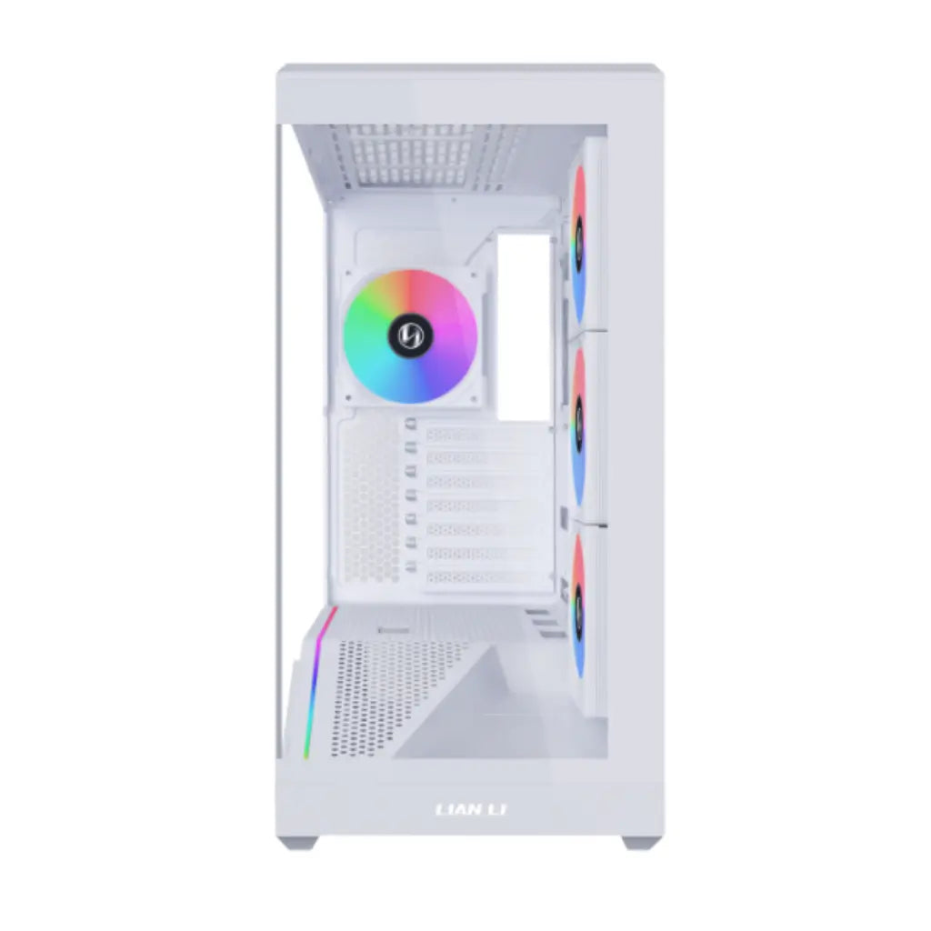 Lian Li Vector V100W Mid Tower Dual Tempered Glass PC Case with Back‑Connect Support - White-tpstech.in