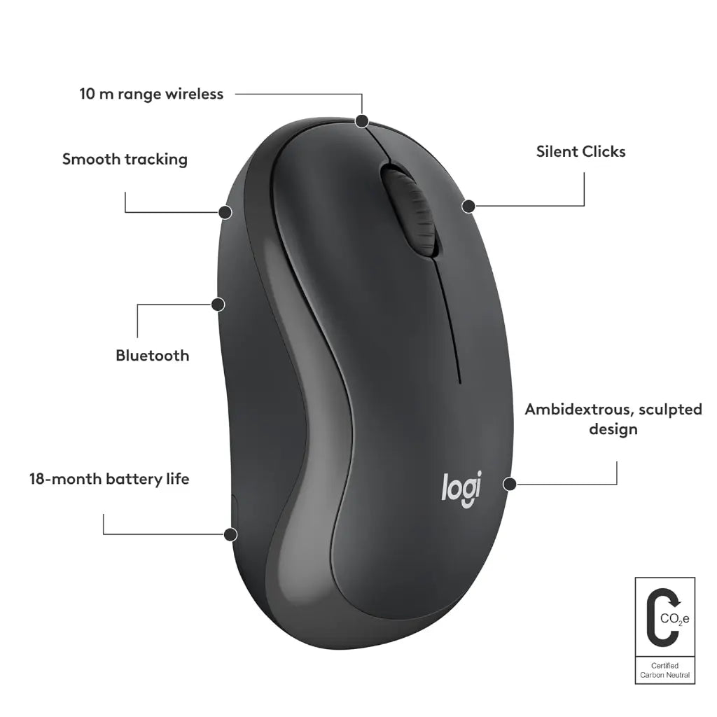 Logitech M240 Silent Bluetooth Wireless Mouse Compact Design - Graphite-tpstech
